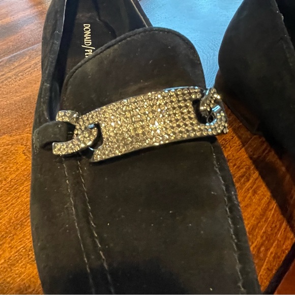 Donald Pliner | Black Halen Suede Loafer with Rhinestone Buckle 7.5 - Picture 15 of 16